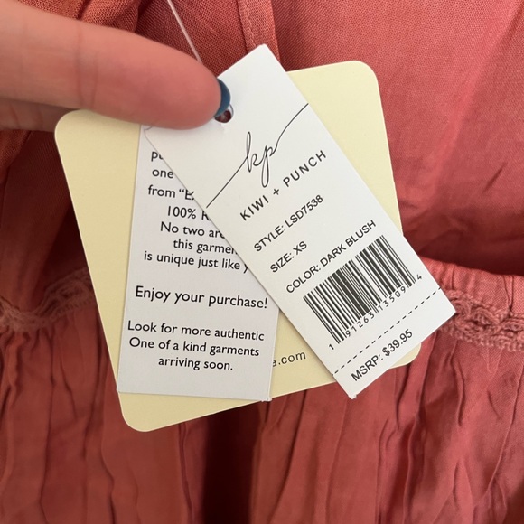 Kiwi + Punch | NWT Women’s Dark Blush Spaghetti Strap Tiered Dress - Picture 5 of 7